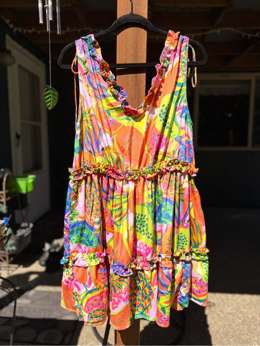 Vibrant Multicolor Ruffle Mini Dress - Picture 8 of 9
